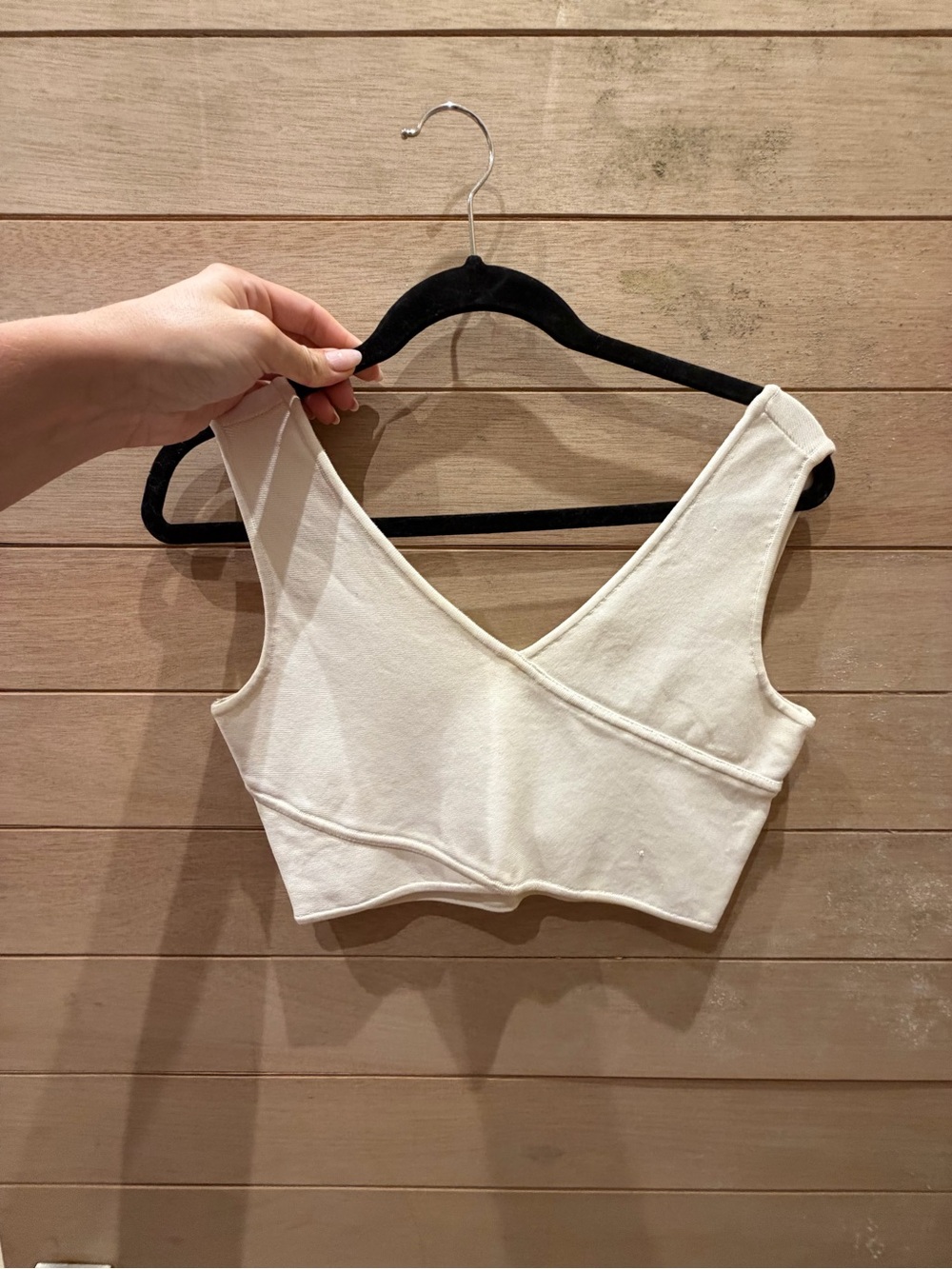 BCBGMaxAzria Cream Wrap Crop Tank Top